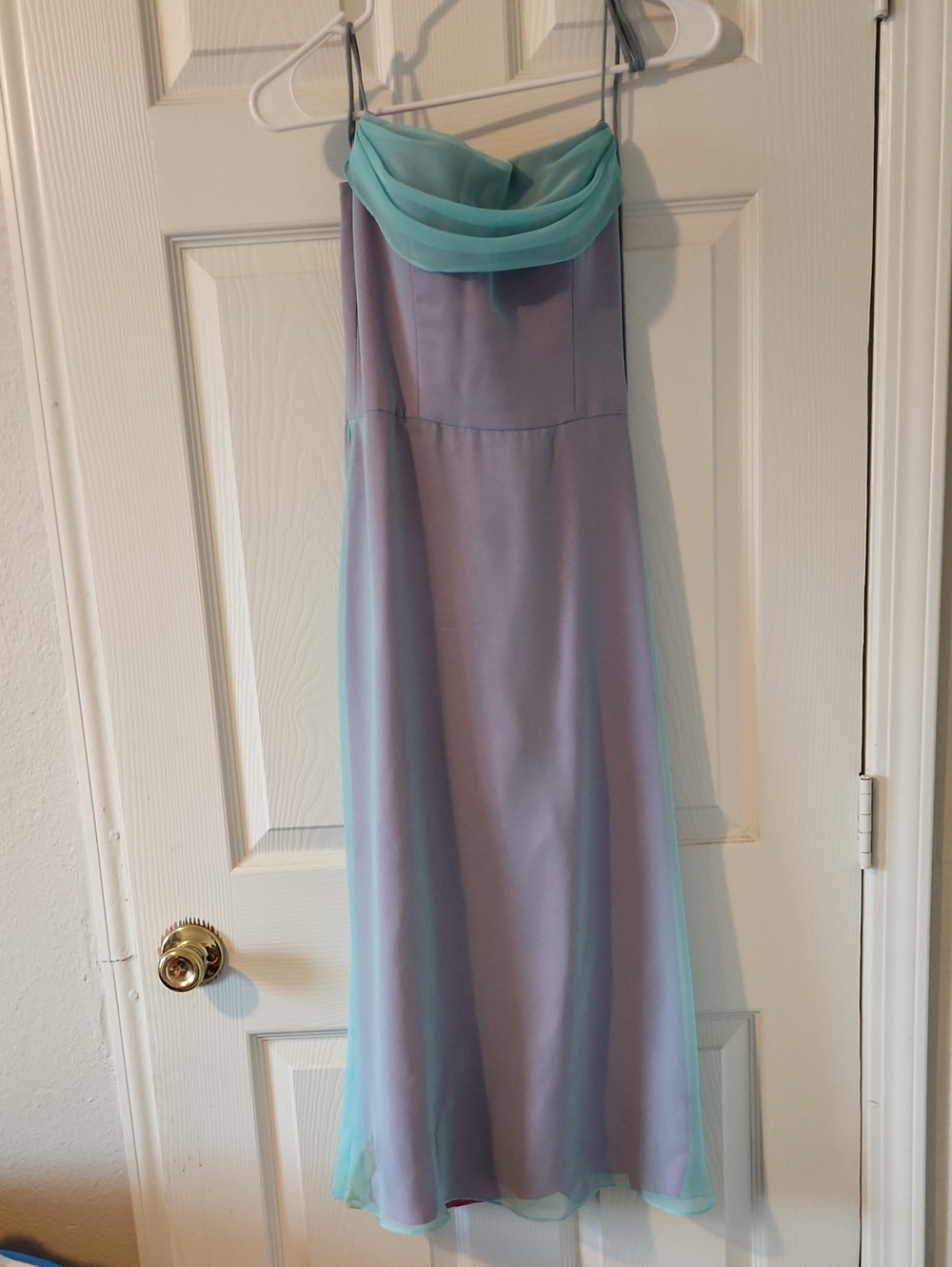 Jim Hjelm Elegant Lavender and Aqua Spaghetti-Strap Evening Wedding Dress Sz 4